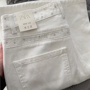 Zara High Rise Wide Leg Rhinestone Women’s Jeans